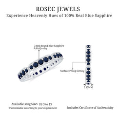 Blue Sapphire Eternity Ring with Milgrain Detailing