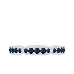 Blue Sapphire Eternity Ring with Milgrain Detailing