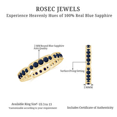 Blue Sapphire Eternity Ring with Milgrain Detailing