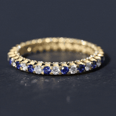 Natural Blue Sapphire Diamond Eternity Band For Her