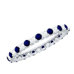Natural Blue Sapphire Diamond Eternity Band For Her