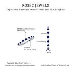 Natural Blue Sapphire Diamond Eternity Band For Her