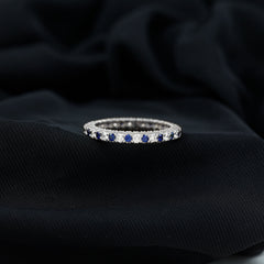 Natural Blue Sapphire Diamond Eternity Band For Her