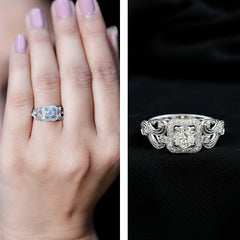 Certified Moissanite Art Deco Engagement Ring for Women