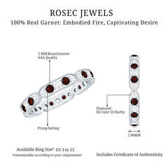 Vintage Inspired Garnet Eternity Ring with Diamond