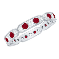 Real Ruby Diamond Eternity Ring for Anniversary