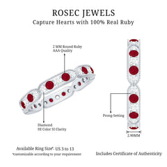 Real Ruby Diamond Eternity Ring for Anniversary