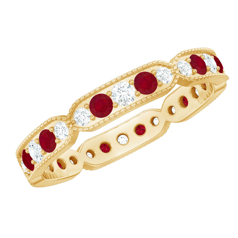 Real Ruby Diamond Eternity Ring for Anniversary