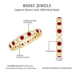 Real Ruby Diamond Eternity Ring for Anniversary