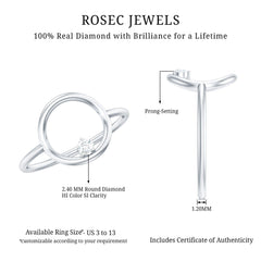 Certified Diamond Open Circle Ring for Women