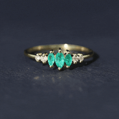 Marquise Emerald and Diamond 3 Stone Anniversary Ring for Women