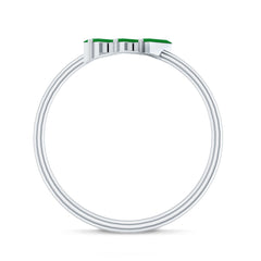 Baguette Cut Real Emerald Three Stone Promise Ring