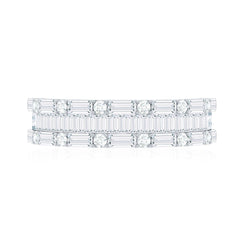 1.75 CT Baguette and Round Zircon Wedding Band in Gold
