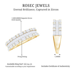 1.75 CT Baguette and Round Zircon Wedding Band in Gold