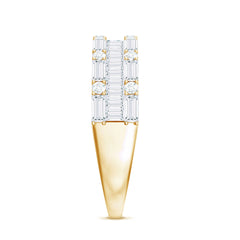 1.75 CT Baguette and Round Zircon Wedding Band in Gold