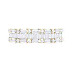 1.75 CT Baguette and Round Zircon Wedding Band in Gold