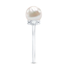 Solitaire Freshwater Pearl Engagement Ring with Diamond