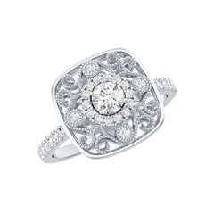 Moissanite Statement Engagement Ring with Milgrain Detailing
