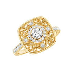 Moissanite Statement Engagement Ring with Milgrain Detailing