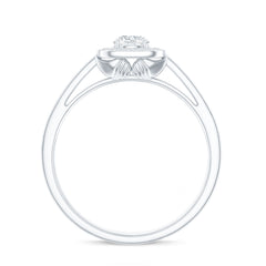 Moissanite Round Halo Engagement Ring with Certificate