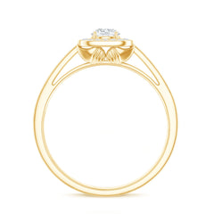 Moissanite Round Halo Engagement Ring with Certificate