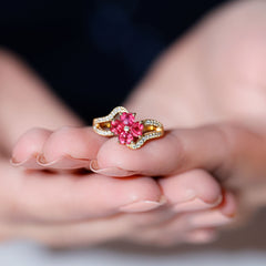 Real 1.8 Carat Ruby Flower Engagement Ring with Diamond Split Shank