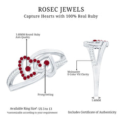 Natural Ruby Double Heart Promise Ring for Women