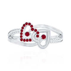Natural Ruby Double Heart Promise Ring for Women