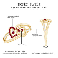 Natural Ruby Double Heart Promise Ring for Women