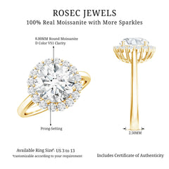 Classic Round Cut Moissanite Big Engagement Ring