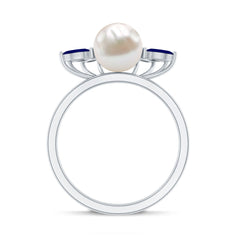 Freshwater Cultured Pearl Floral Inspired Cocktail Ring with Blue Sapphire