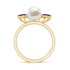 Freshwater Cultured Pearl Floral Inspired Cocktail Ring with Blue Sapphire