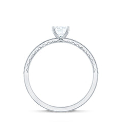 0.75 CT Zircon Gold Beaded Solitaire Promise Ring