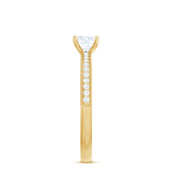 0.75 CT Zircon Gold Beaded Solitaire Promise Ring