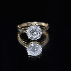 8 MM Round Cut Moissanite Engagement Ring with Milgrain Detailing