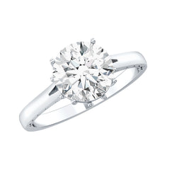 8 MM Round Cut Moissanite Engagement Ring with Milgrain Detailing