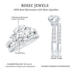 Certified 4.50 CT Round Moissanite Bridal Ring Set For Wedding