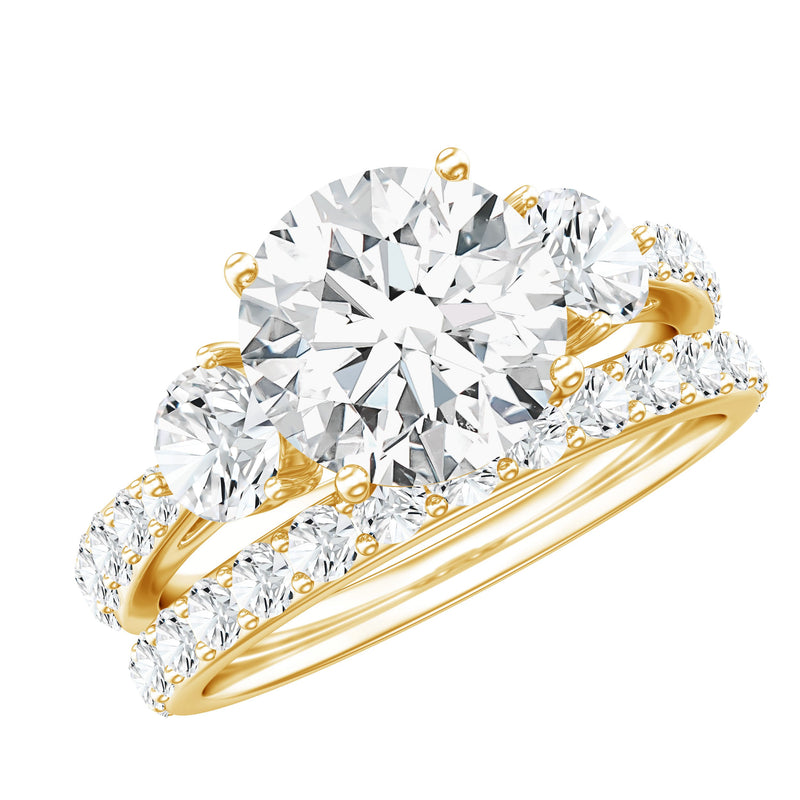 Certified 4.50 CT Round Moissanite Bridal Ring Set For Wedding