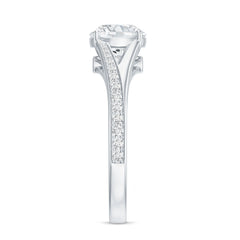 Round Moissanite Solitaire Engagement Ring with Split Shank