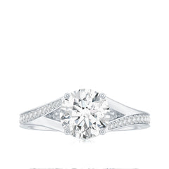 Round Moissanite Solitaire Engagement Ring with Split Shank