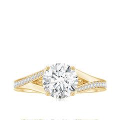 Round Moissanite Solitaire Engagement Ring with Split Shank