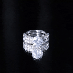 High Set Moissanite Solitaire Engagement Ring with Matching Band