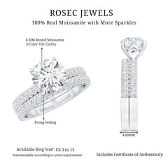 High Set Moissanite Solitaire Engagement Ring with Matching Band
