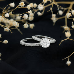 High Set Moissanite Solitaire Engagement Ring with Matching Band