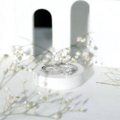 High Set Moissanite Solitaire Engagement Ring with Matching Band