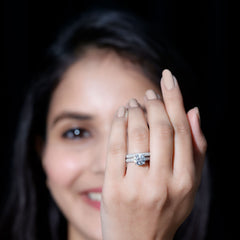 High Set Moissanite Solitaire Engagement Ring with Matching Band