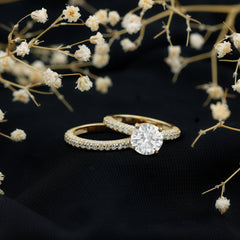 High Set Moissanite Solitaire Engagement Ring with Matching Band