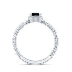Solitaire 6MM Black Onyx Engagement Ring with Twisted Rope Design