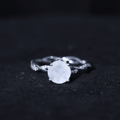 Real 0.85 Carat Moonstone and Diamond Braided Engagement Ring