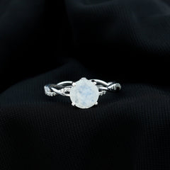 Real 0.85 Carat Moonstone and Diamond Braided Engagement Ring